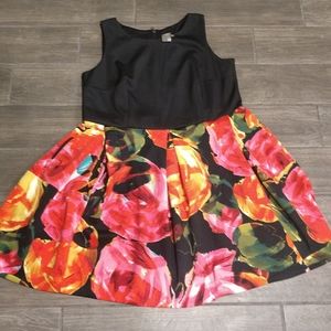 Black and Floral Dress with pockets